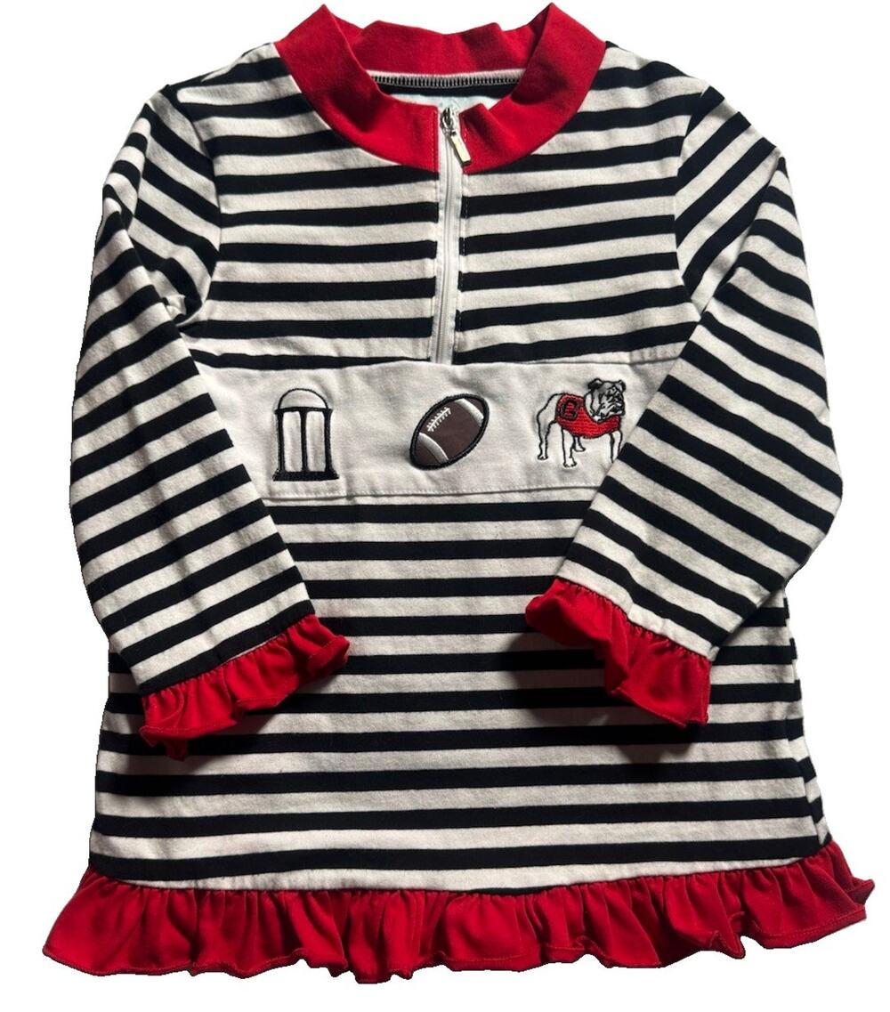 Butterfly Biscuit Boutique Girls XXL 6/7 Georgia Bulldogs UGA Ruffle Dress